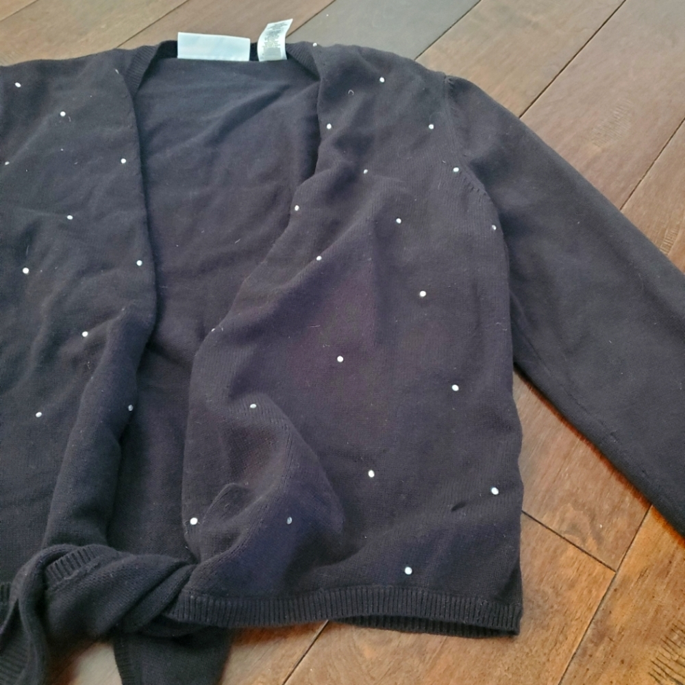 Black cardigan with rhinestones tie up  in the frontsize medium by first issue b